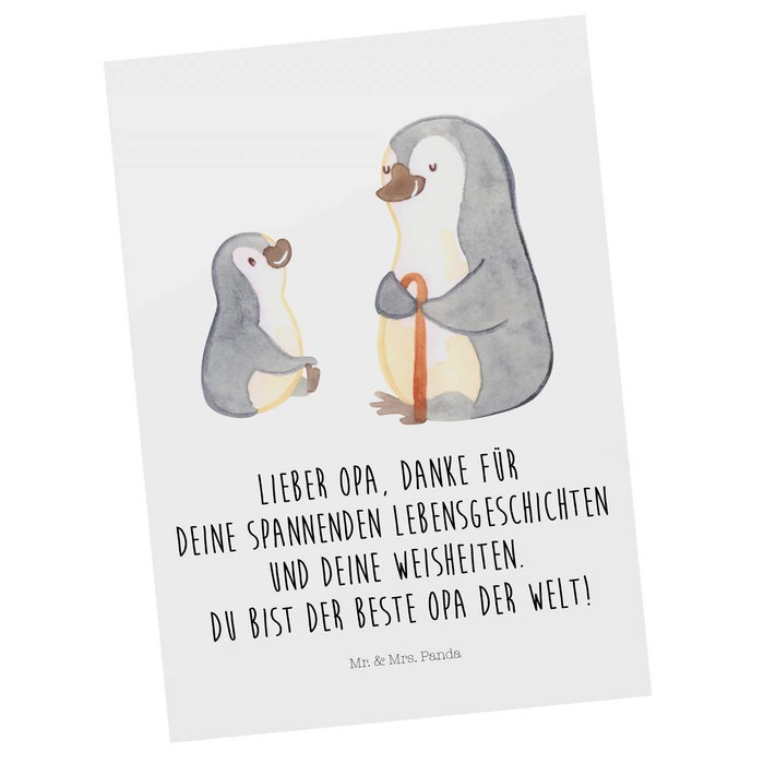 Postkarte Pinguin Opa Enkel