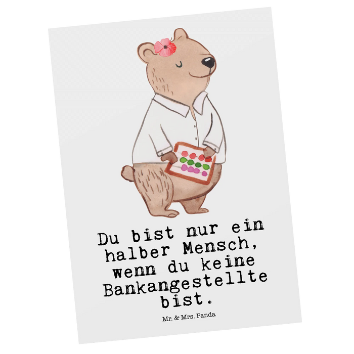 Postcard bank clerk heart