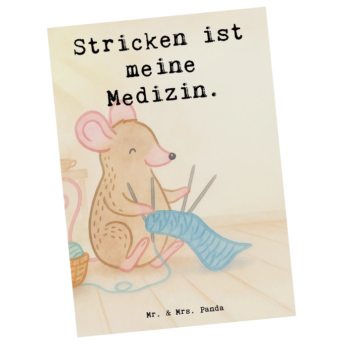 Postkarte Maus Stricken Design