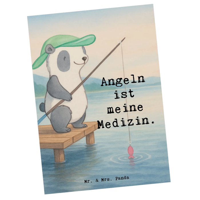 Postkarte Panda Angeln Design