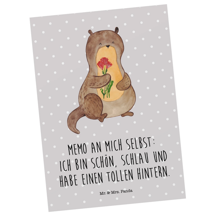 Postcard otter Bunch of flowers