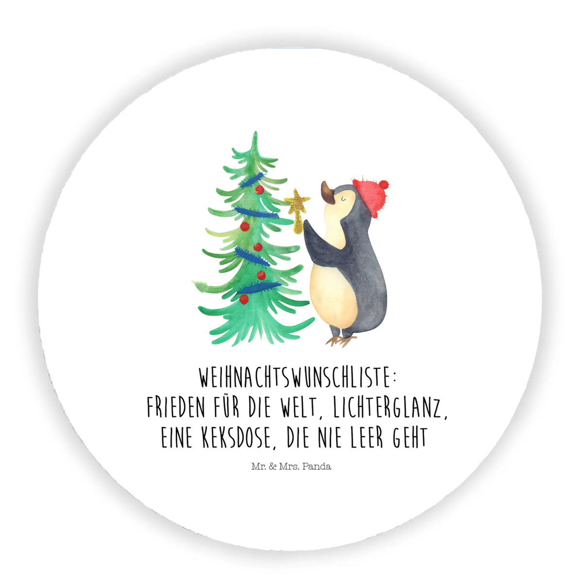 Round magnet penguin Christmas tree Christmas time, snow