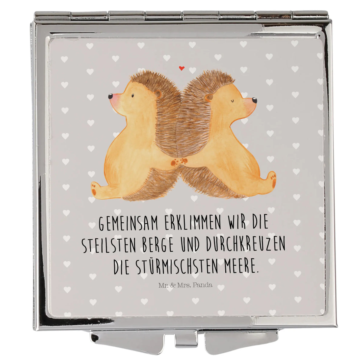 Handtaschenspiegel quadratisch Igel händchenhaltend