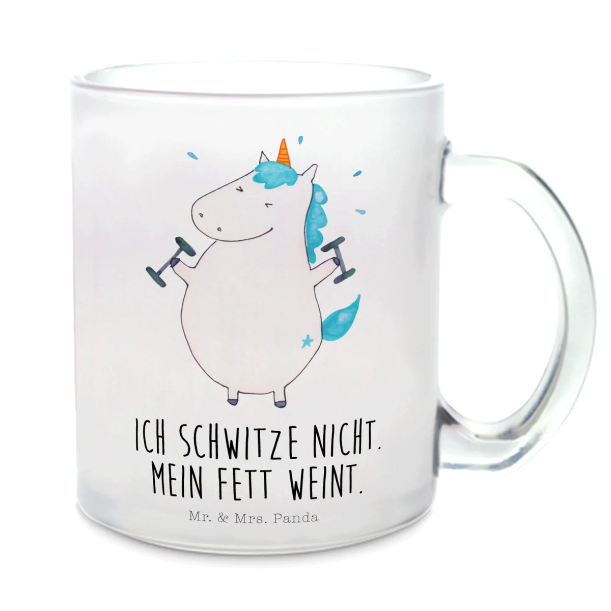 Glass tea cup unicorn fitness