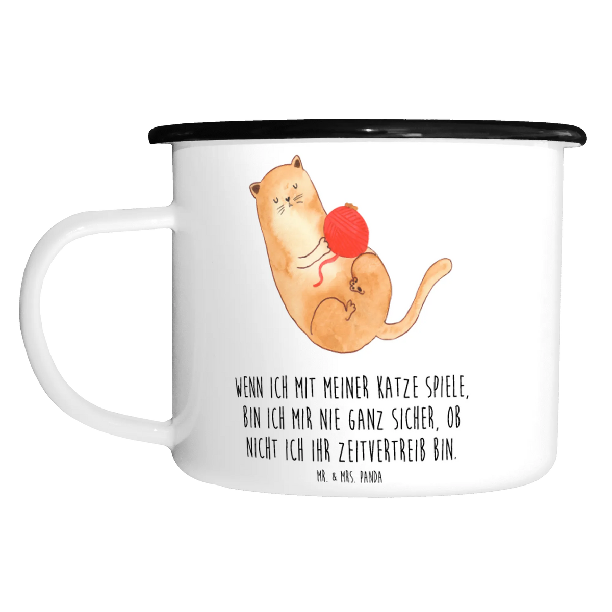 XL emaliowany kubek kot wełna
