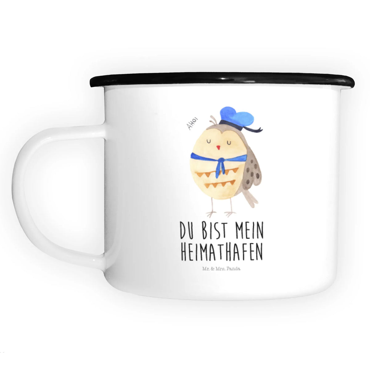 XL enamel cup Owl sailor unbreakable, XL Enamel cup, enamel look, drinking cup, outdoor cup, enamelled, mug, coffee cup, camping mug, cup printing, camping, coffee mug, metal cup, motif cup, decorative mug, owl, forest animal, bird, nocturnal, gift ideas, birthday present, illustrated, funny, romantic gift, owl decor, Owl decoration, Mariner, Marriage, Pun funny, Home port, Owl, Sailor, Wedding anniversary gift, Girlfriend, Owl saying