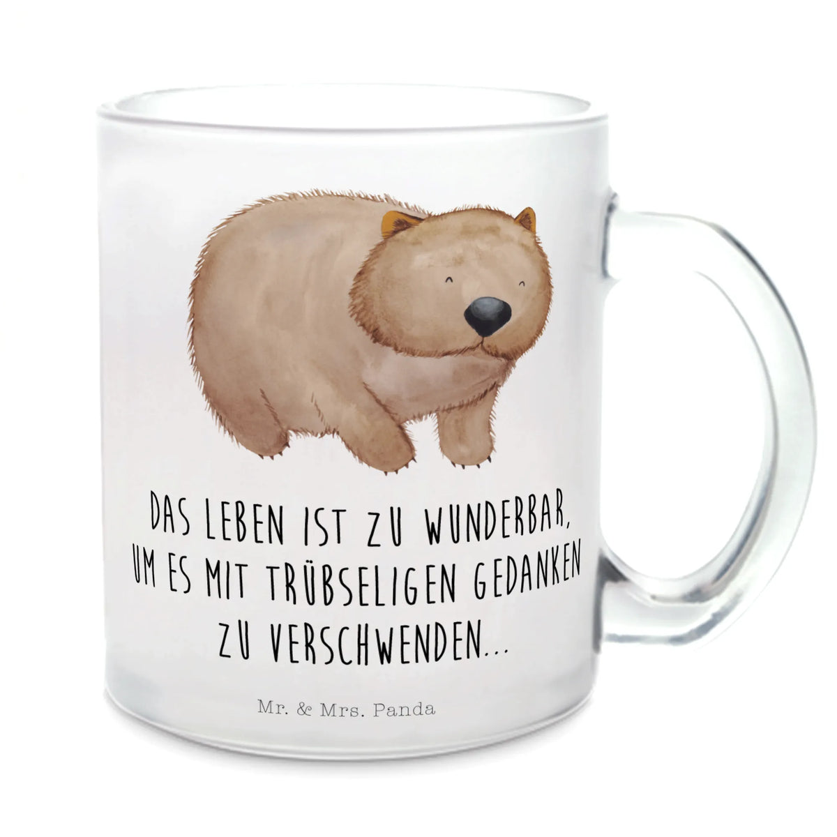 Teetasse Wombat Glas Teebecher, Teetasse, Teetasse aus Glas, Tee Tasse, Motivtasse, Haferl, Glasbecher, Henkelbecher, Henkeltasse, Kakaotasse, Häferl, getränkebecher, Teeglas, getränkeglas, glastasse, Trinkglas, Teetasse Glas, Pott, Lustige Sprüche, Tiere, Tiermotive, Gute Laune, Das Leben Ist schön, Spruch, Australien, Motivation, Wombat