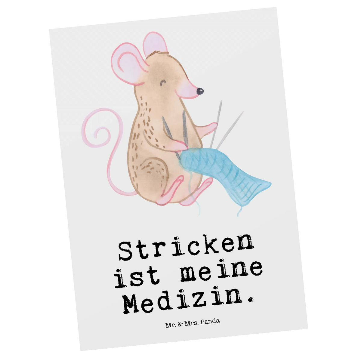 Pocztówka mysz dzierganie
