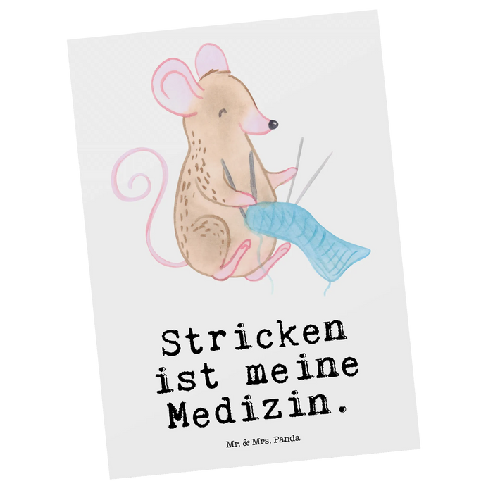 Pocztówka mysz dzierganie