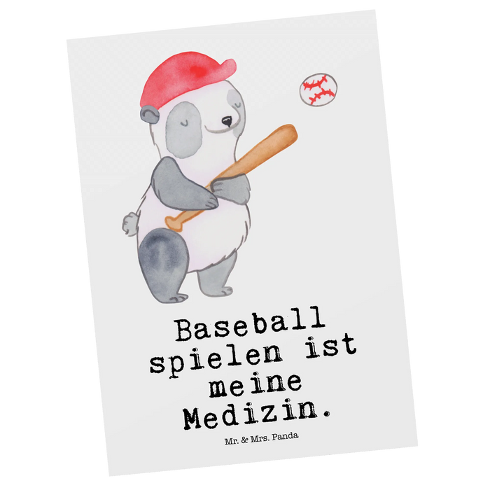 Postkarte Panda Baseball spielen