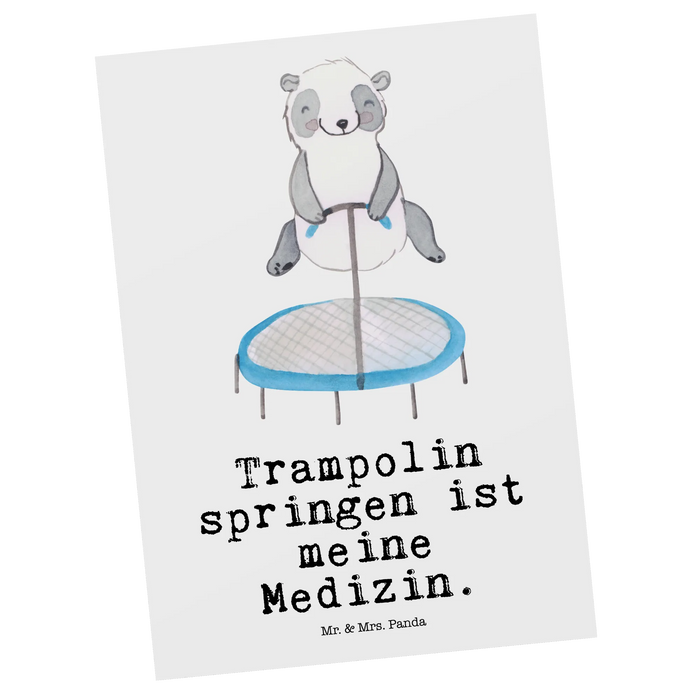 Postcard panda trampoline jumping