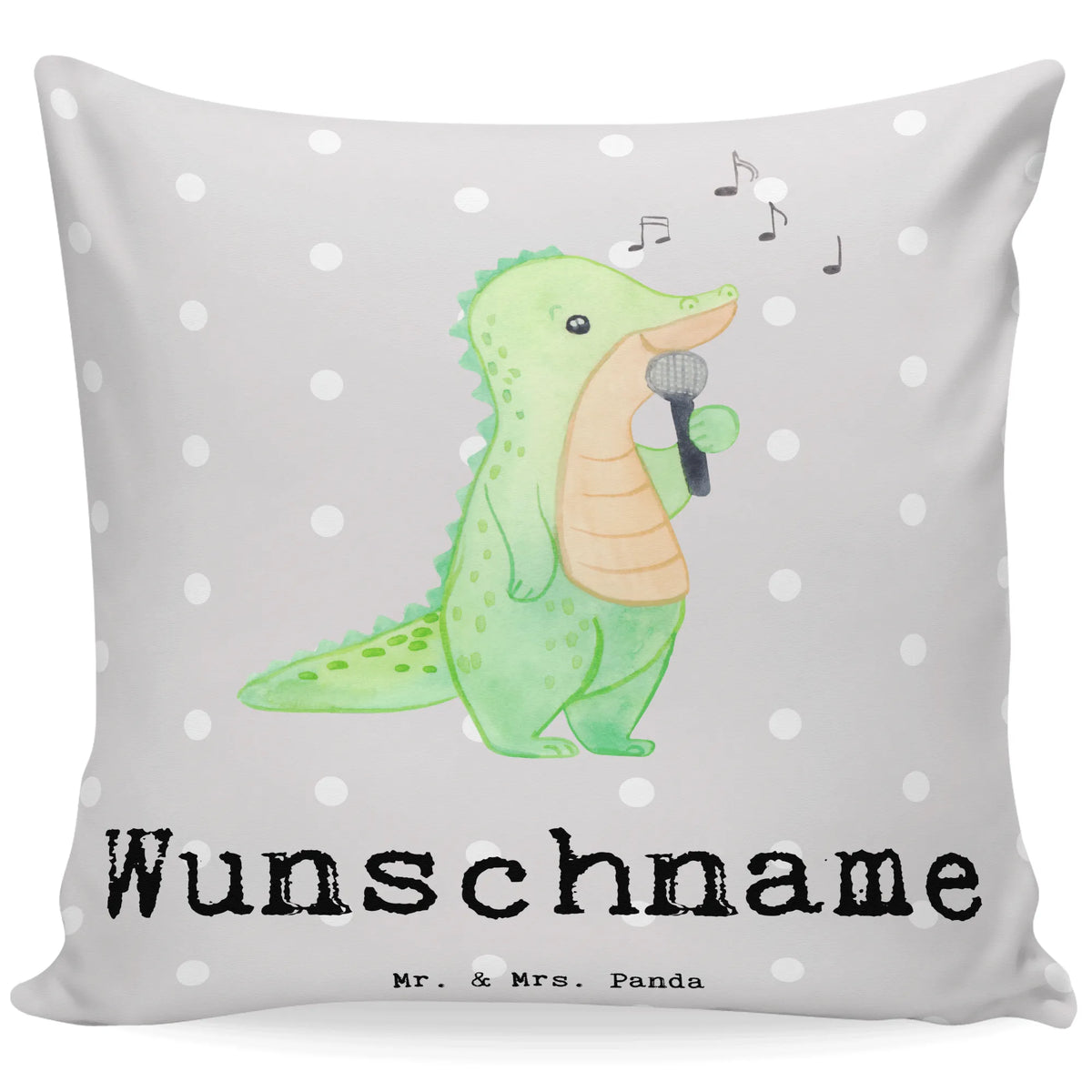 Personalised cushion crocodile To sing Gift, sport, hobby, giving, thank you, award, profit, athlete, band, hobby singers, vocals, Singing, live performance