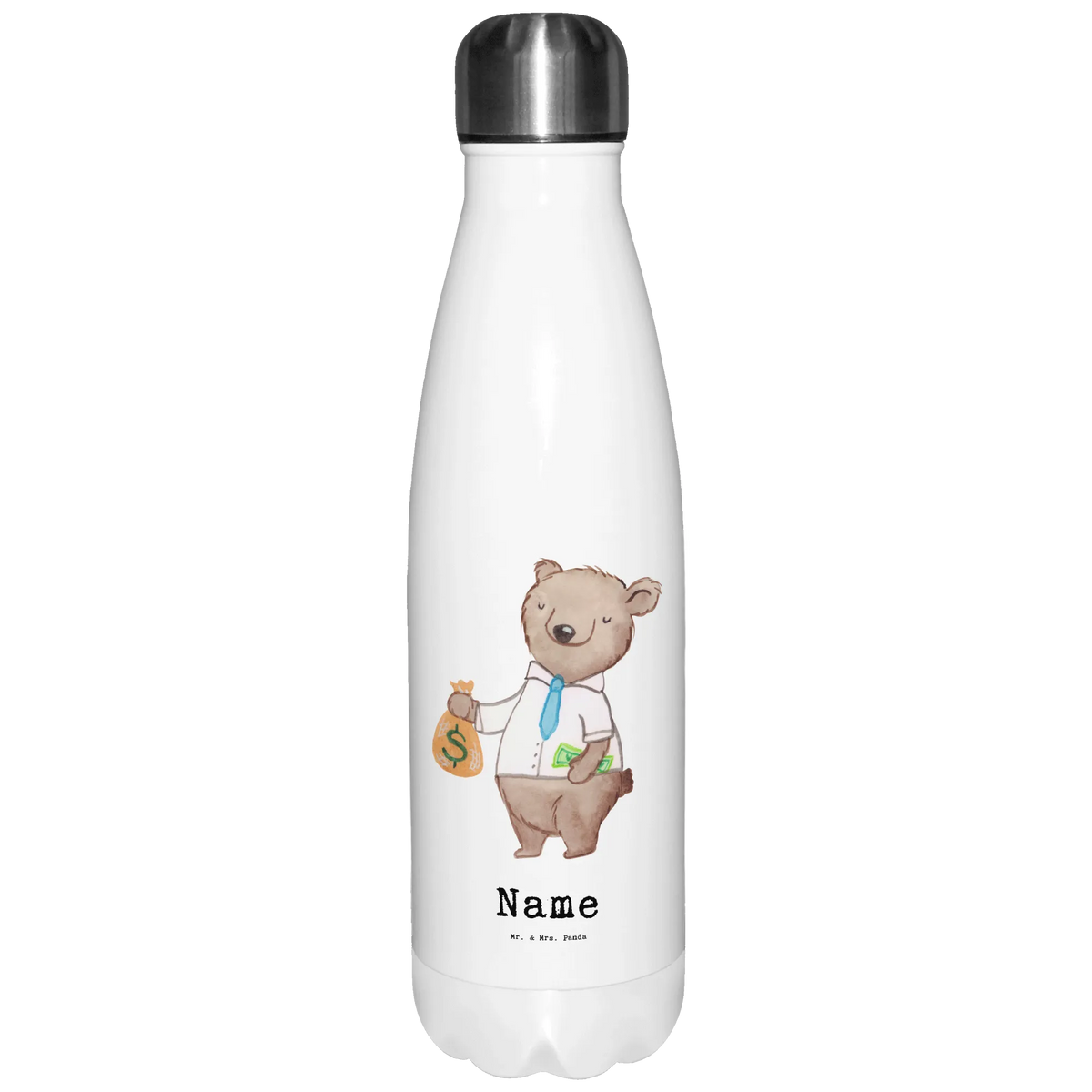 Personalised insulated bottle Treasurer heart gift, gift idea, best, farewell gift, passing exam, anniversary, retirement, promotion, job start, sayings, funny, profession