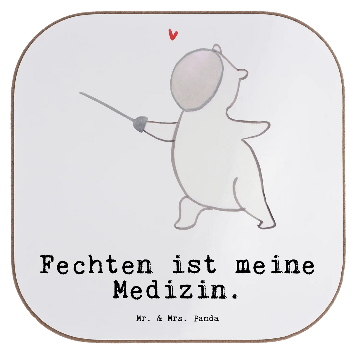 Square coaster panda fencing glass coasters, gift, gifts, breakfast, presents, Coasters, party, Gift, sport, hobby, giving, thank you, award, profit, athlete, Fencing Association, Fencing Club, Fencing, Fencing Federation