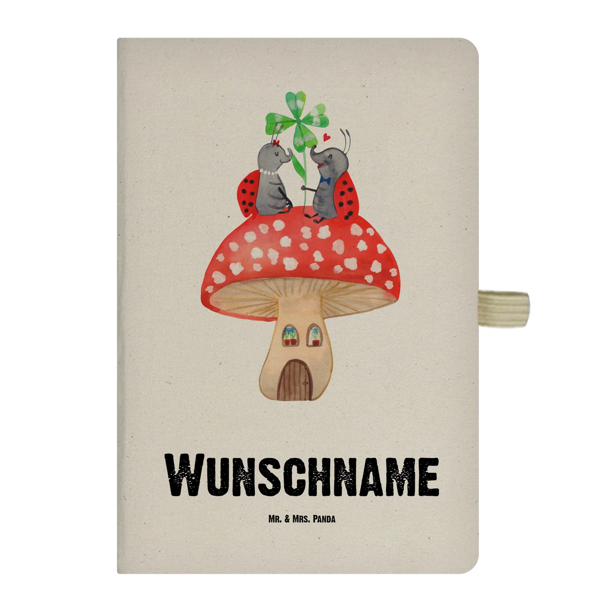 Personalised notebook ladybug toadstool card, gift ideas, gifts, small animals, cute, cute animal motives, hand drawn, funny sayings, good mood, special gifts, animal lover, toadstool, at home, house of fleshy fungi, ladybird, flat