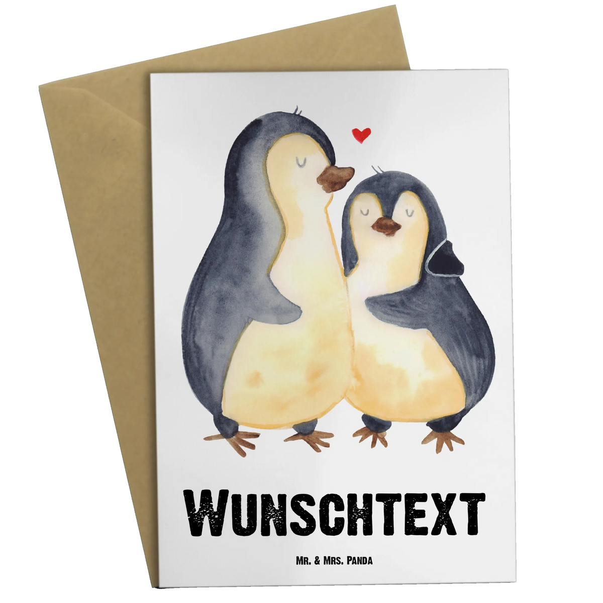 Personalised greetings card Penguin embrace Penguin, North Pole, Winter, Penguins, wedding gift, love gift, love, proof of love, wedding day, engagement, anniversary, penguin, lovers, wedding