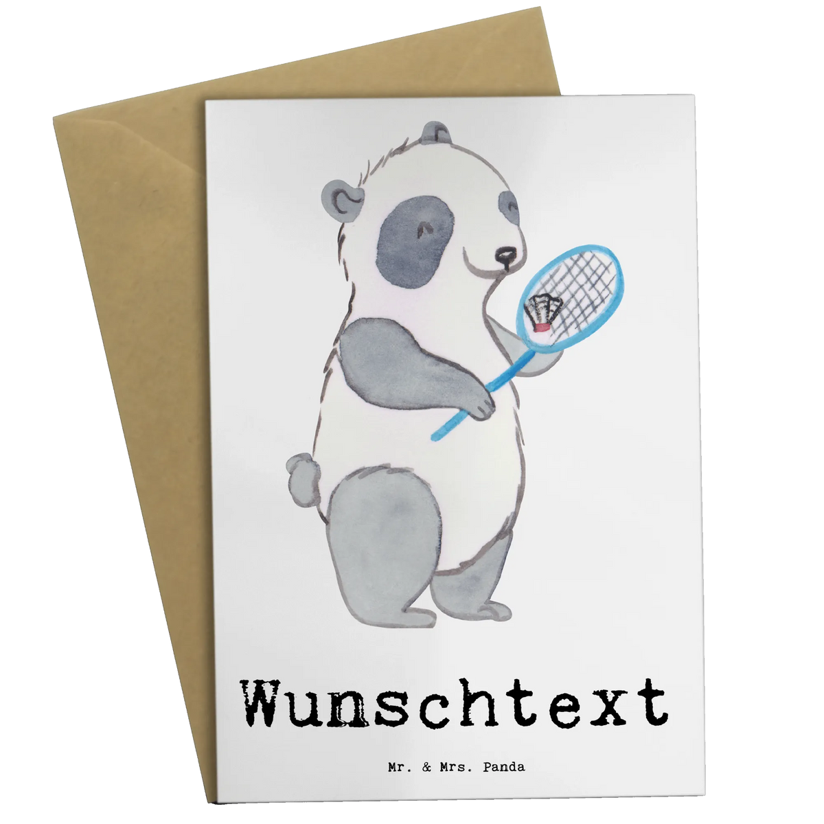 Personalisierte Grußkarte Panda Badminton Personalisierte Karte, Grußkarten Personalisiert, Personalisierte Grußkarte, Personalisierte Klappkarte, grußkarte personalisiert, Grußkarte personalisierbar, individuelle grußkarte, Geschenk, Schenken, Sport, Sportart, Hobby, Danke, Dankeschön, Auszeichnung, Gewinn, Sportler, Badminton, Badminton spielen
