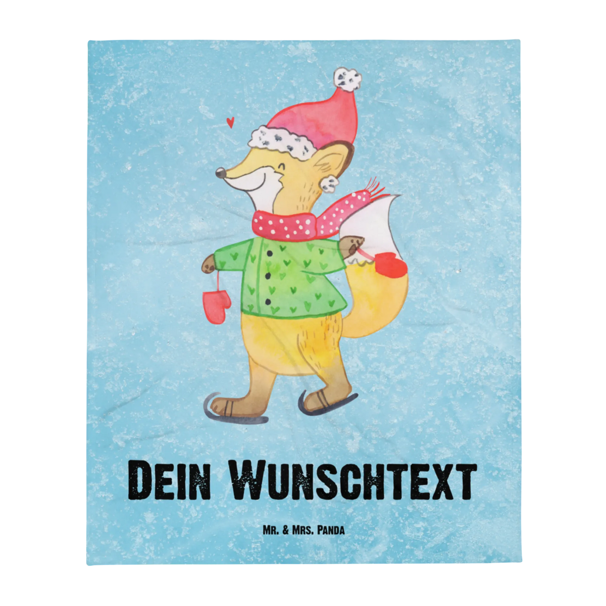 Personalised blanket Fox skates Christmas time, snow, christmas time, christmas present, santa claus, christmas days, christmas eve, christmas tree, fir tree
