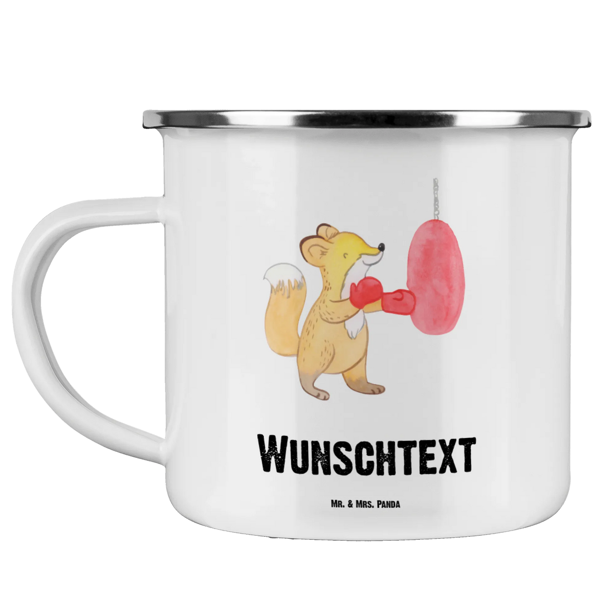 Personalised enamel cup Fox boxing Gift, sport, hobby, giving, thank you, award, profit, athlete, boxing training, boxing, boxing match
