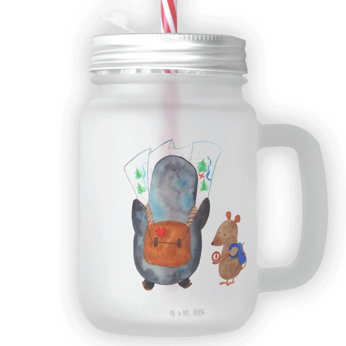 Personalised mason jar drinking glass Bear & Ladybird campfire