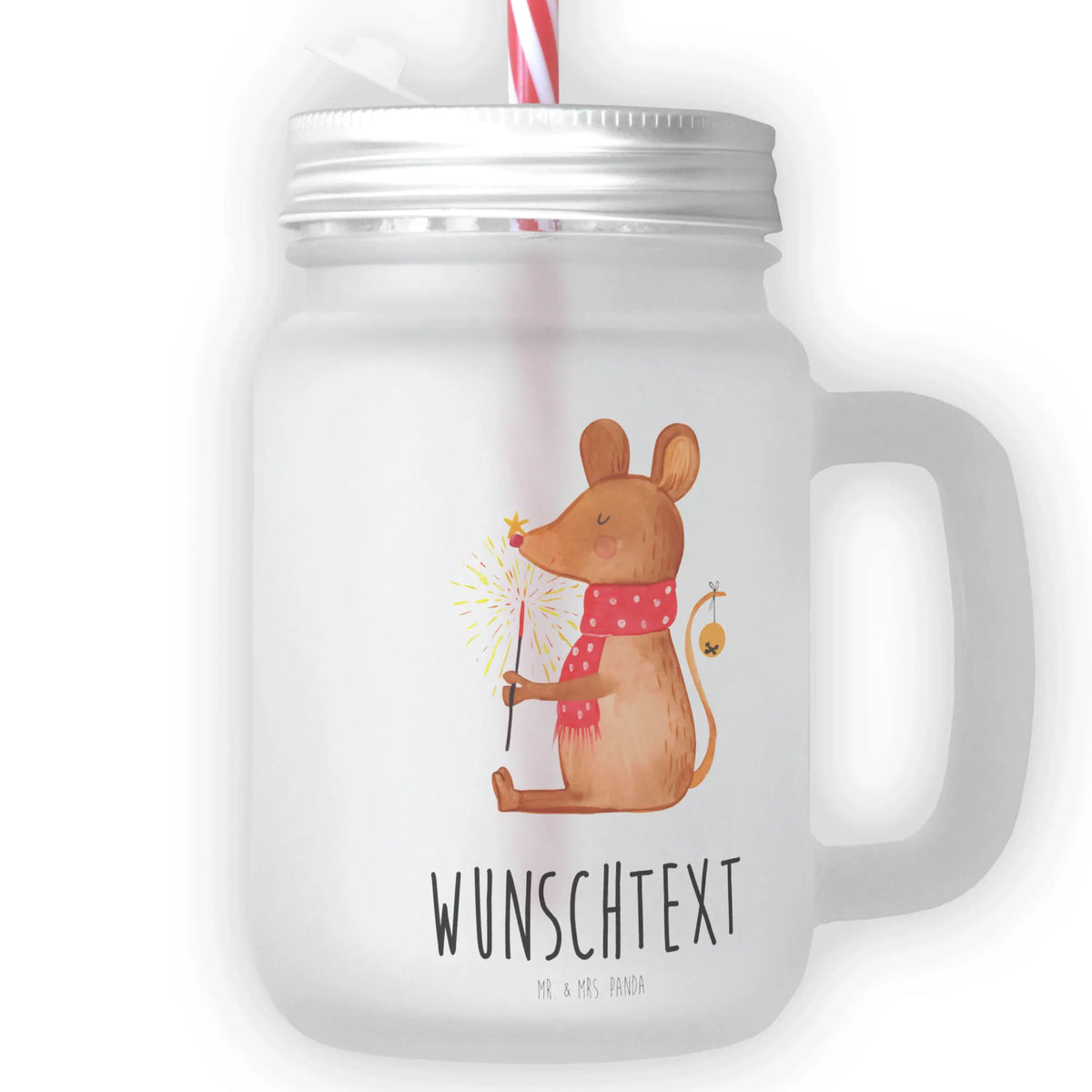 Personalised mason jar drinking glass Mouse Christmas Christmas time, snow, mouse, christmas miracle, merry christmas, christmas motive, christmas greeting