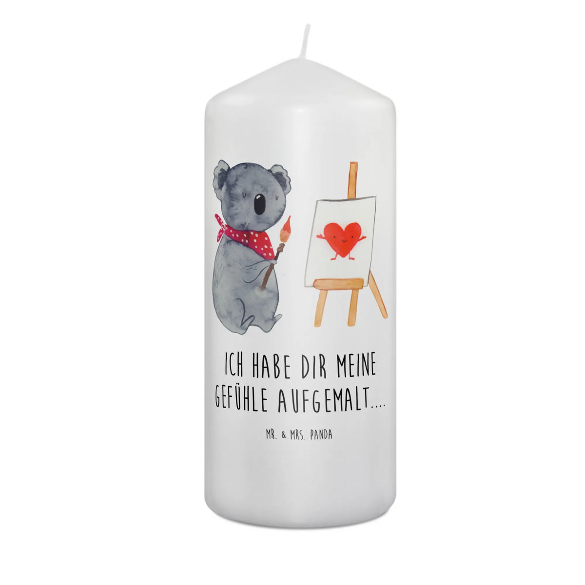 Kerze Koala Künstler Erinnerungskerze, Wachskerze, Stumpenkerze, Bedruckte Kerze, Kerze, Zylinderkerze, Erinnerungslicht, Blockkerze, Koalabär, Koala, Zeichnen, Gefühle, Liebesgeschenk, Liebensbeweis, Künstler, Liebe