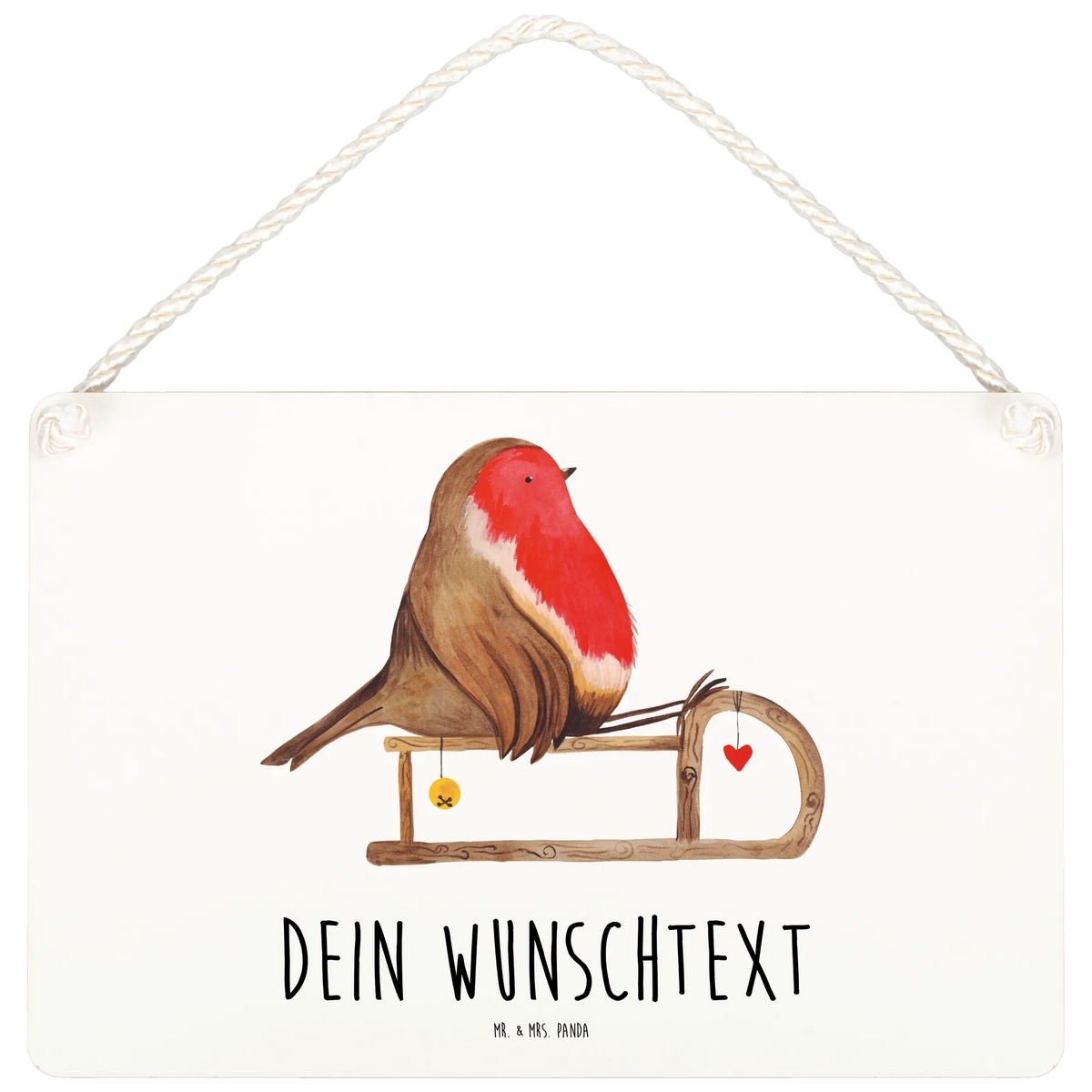 Personalised decorative sign robin Sleds Christmas time, snow, sleigh, bird