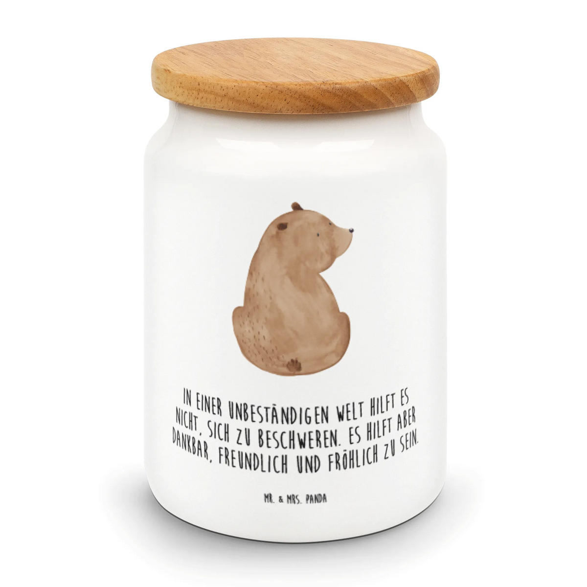 Storage jar bear shoulder look gebäckdose, Vorratsdose, Dose, Lebensmittelbehälter, Biskuitdose, Teedose, salzdose, zuckerdose, Vorratsbehälter, Aromadose, Kaffeedose, Keksdose, Aufbewahrungsdose, tee behälter, behälter, vorratsbox, bonbondose, leckerlidose, Frischhaltedose, aufbewahrungsbehälter, Snackdose, vorratsgefäß, müslidose, keramikdose, Teddy, Bär, Teddybär, Bären, Weisheit, Bärenliebe, Weltansicht, Selbstachtung, Motivation