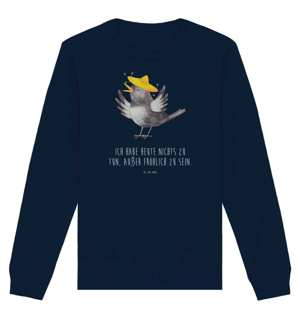 Organic Pullover Crow sombrero cute animal motives, funny sayings, animal lover, good mood, card, cute, gifts, hand drawn, small animals, gift ideas, special gifts, Magpie, Be happy, Saying positive, Bird, Happiness Saying, Birds, Raven