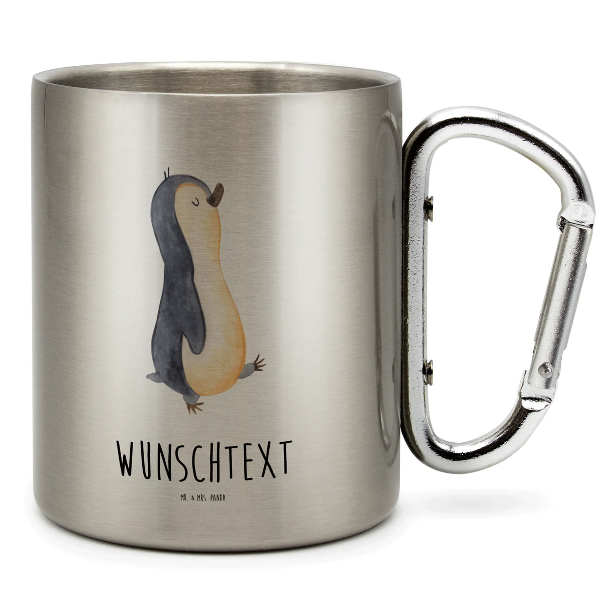 Personalized Stainless Steel Mug Penguin march North Pole, Penguins, early riser, penguins, late riser