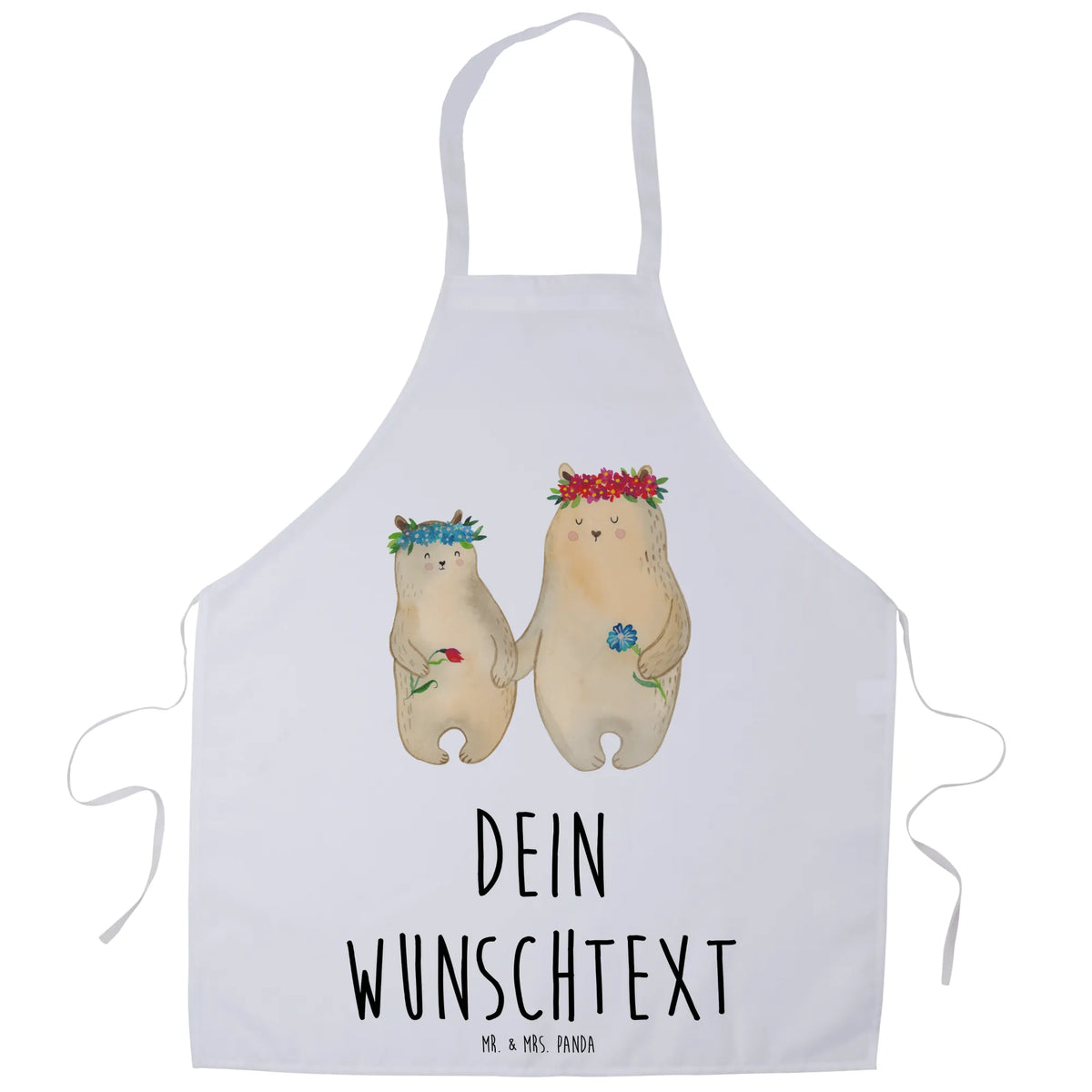 Personalized Cooking Apron Bears with flower crown Father's Day, Mother's Day, daughter, children, gift mommy. mother's day, world best mommy, favorite mommy, role model, child, best mommy, favorite person, bears, daughters