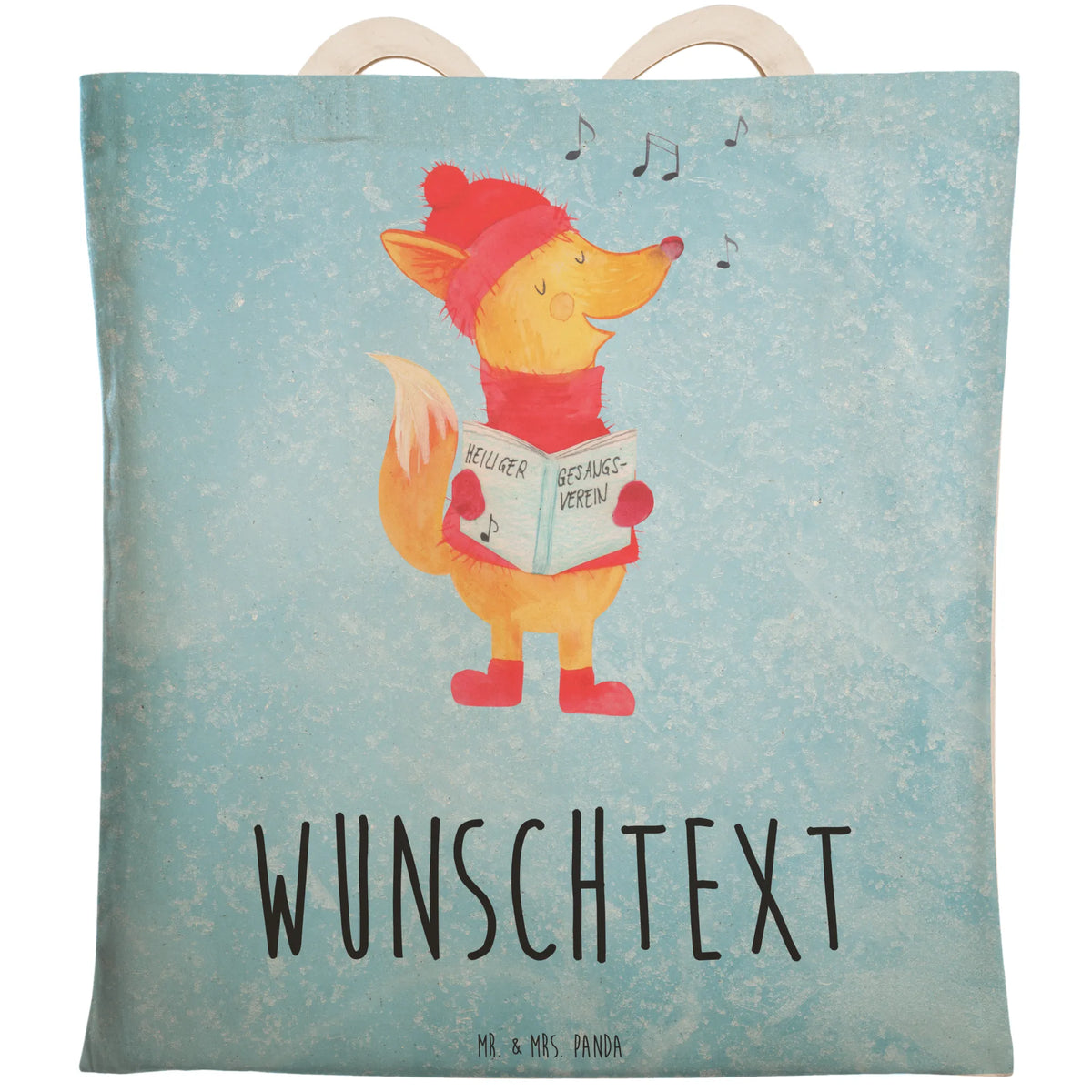 Personalized Shopping Bag Fox Singer Winter, Christmas, Christmas time, snow