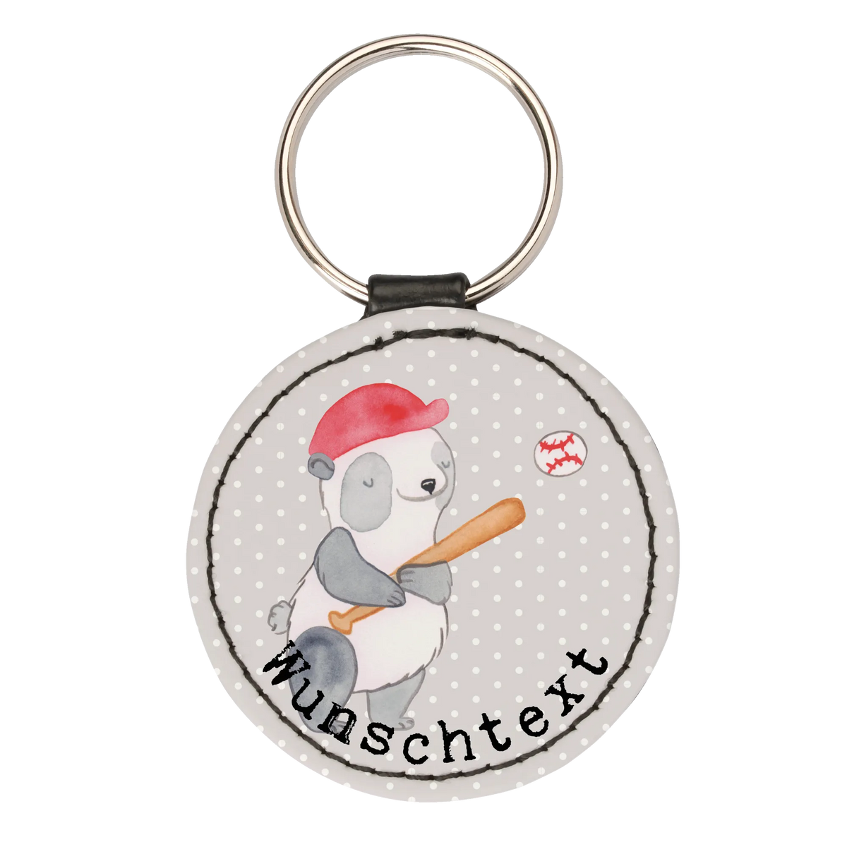 Personalised key ring panda playing baseball Gift, sport, hobby, giving, thank you, award, profit, athlete, baseball club, baseball field, play baseball, ball sports, baseball games, baseball match