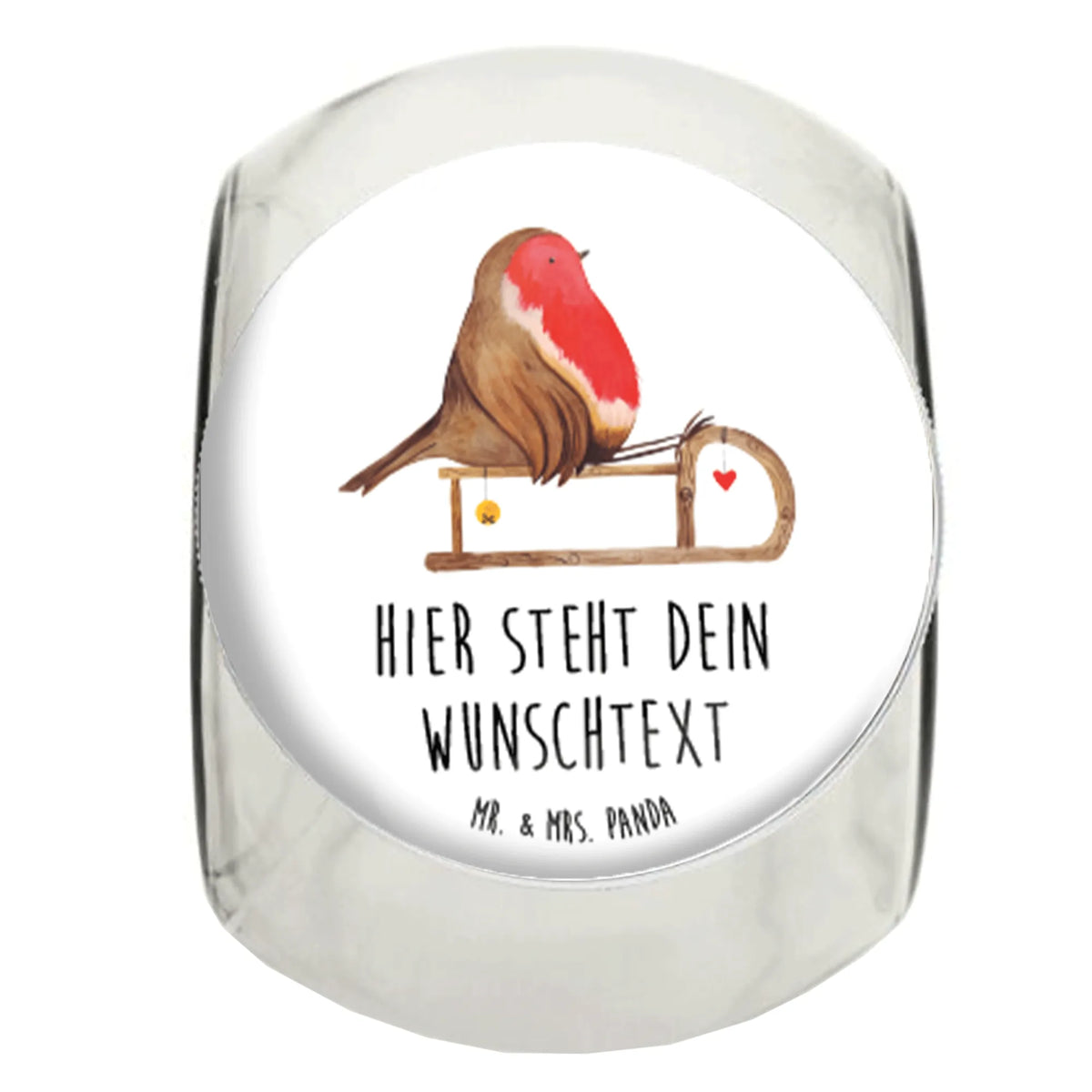 Personalized Candy Jar robin Sleds Christmas time, snow, bird, sleigh