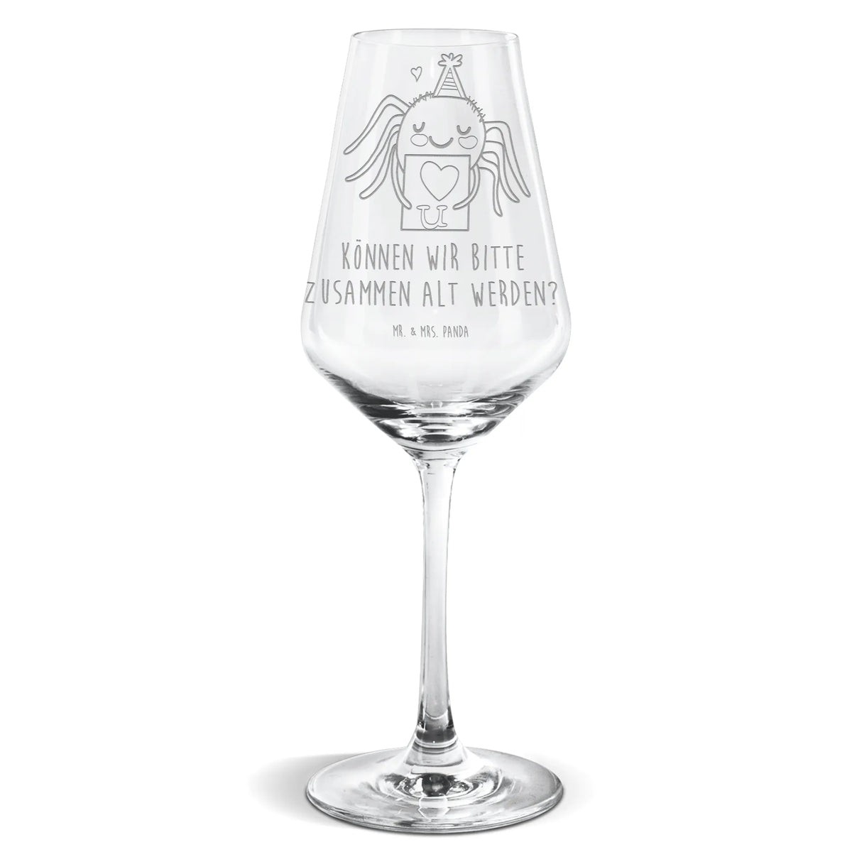 Weißwein Glas Spinne Agathe Brief Weißwein Kelch, Mr. & Mrs. Panda Weinglas, Weinglas, Weinglas Für Weißwein, Weißwein Glas, Weißweinkelch, Panda Weinglas, wein glas, Spinne Agathe, Spinne, Agathe, Videos, Merchandise, Liebesbeweis, Treuebeweis, Verliebt, Liebesgeschenk, Heiratsantrag, Ich Liebe Dich, Treuetest, Liebespaar