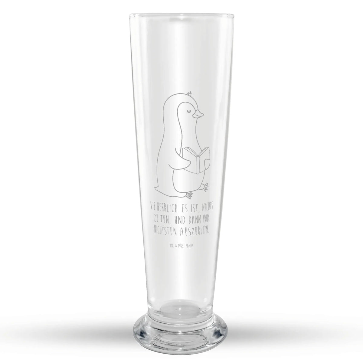 Weizenglas Pinguin Buch Weizen Glas, Bierglas, Mr & Mrs Panda Weizenglas, Bier Glas, Weißbierglas, Weizenbier Glas, Pinguin, Nichtstun, Faulenzen, Pinguine, Lesen, Ferien, Freizeit, Urlaub, Bücherwurm, Buch