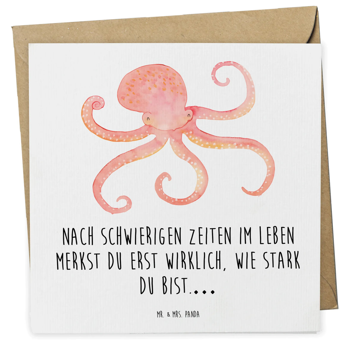 Deluxe Karte Tintenfisch Glückwunschkarte, faltkarte, Grußkarte, anlasskarte, doppelkarte, Klappkarte, Tiere, Lustige Sprüche, Tiermotive, Gute Laune, Arme, Wasser, Krake, Ozean, Meerestier, Tintenfisch, Meer