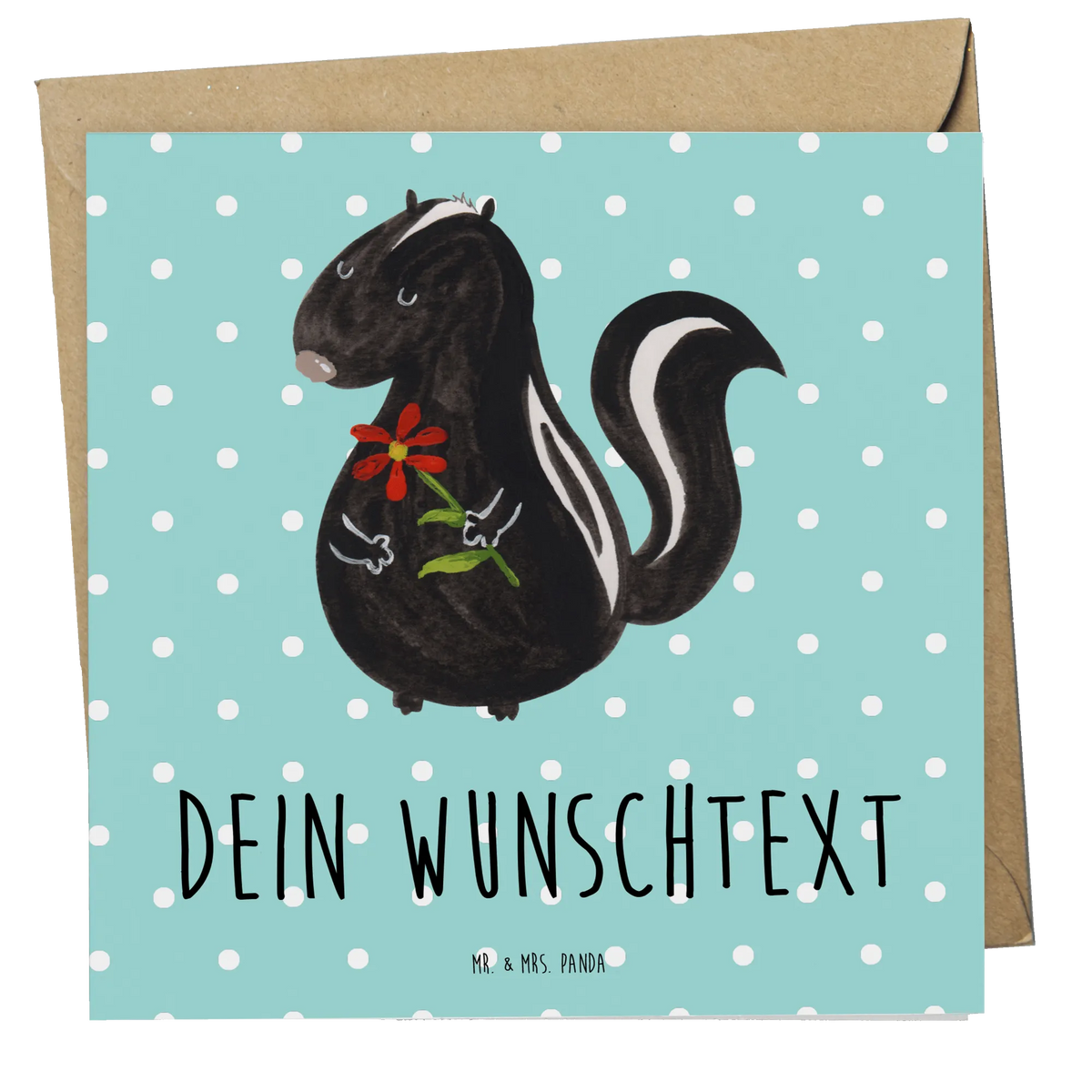Personalized Deluxe Card skunk flower Grußkarte personalisierbar, Grußkarten Personalisiert, Personalisierte Postkarte, individuelle grußkarte, karte personalisiert, Postkarte personalisiert, grußkarte personalisiert, Personalisierte Grußkarten, Personalisierte Karten, Personalisierte Karte, Personalisierte Grußkarte, Skunk, Stinktier, Raubtier, Wildtier, Verträumt, Dreams, Stinki, Tagträumer, Träume, Stinker