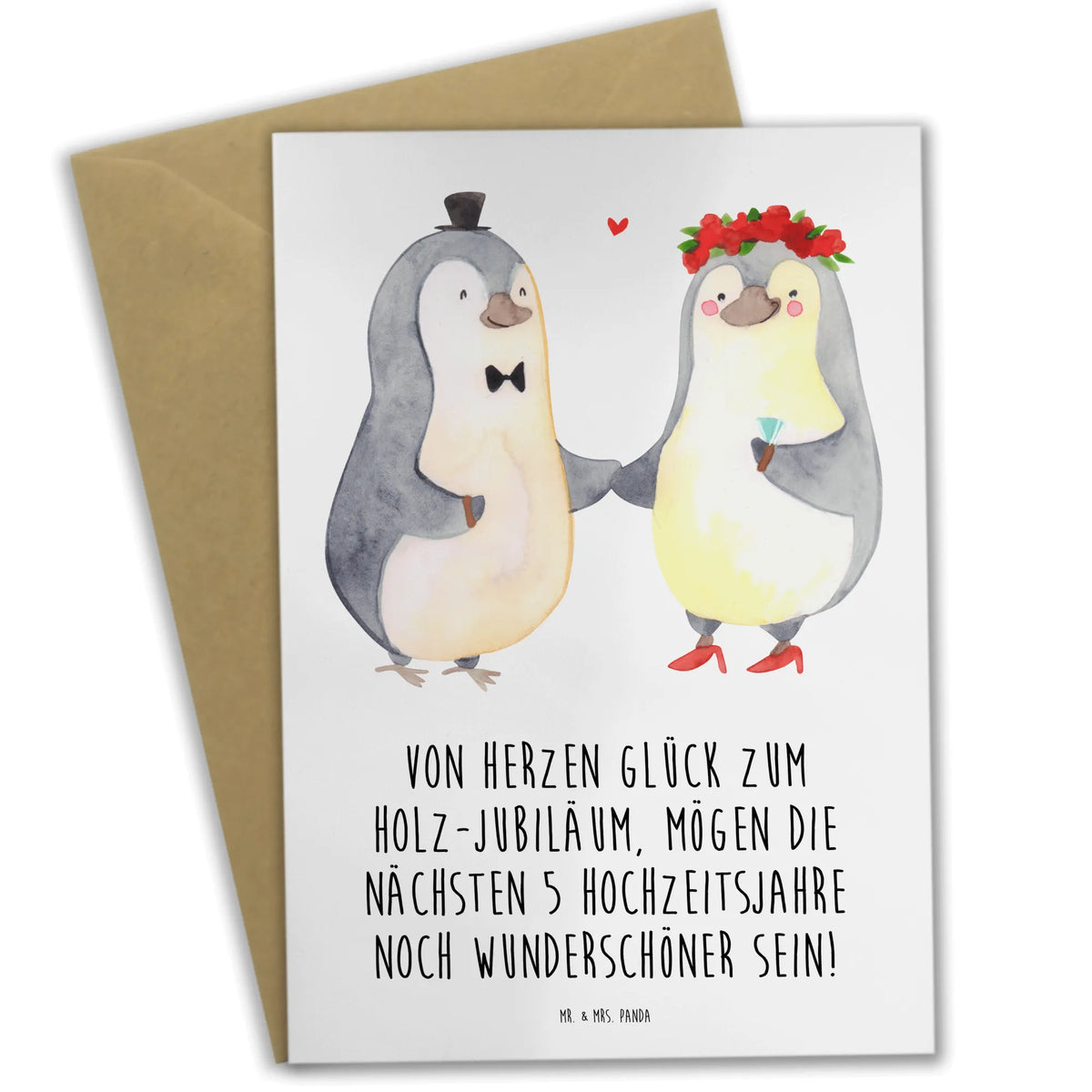 Kartka okolicznościowa Von Herzen Glück zum Holz-Jubiläum, mögen die nächsten 5 Hochzeitsjahre noch wunderschöner sein!