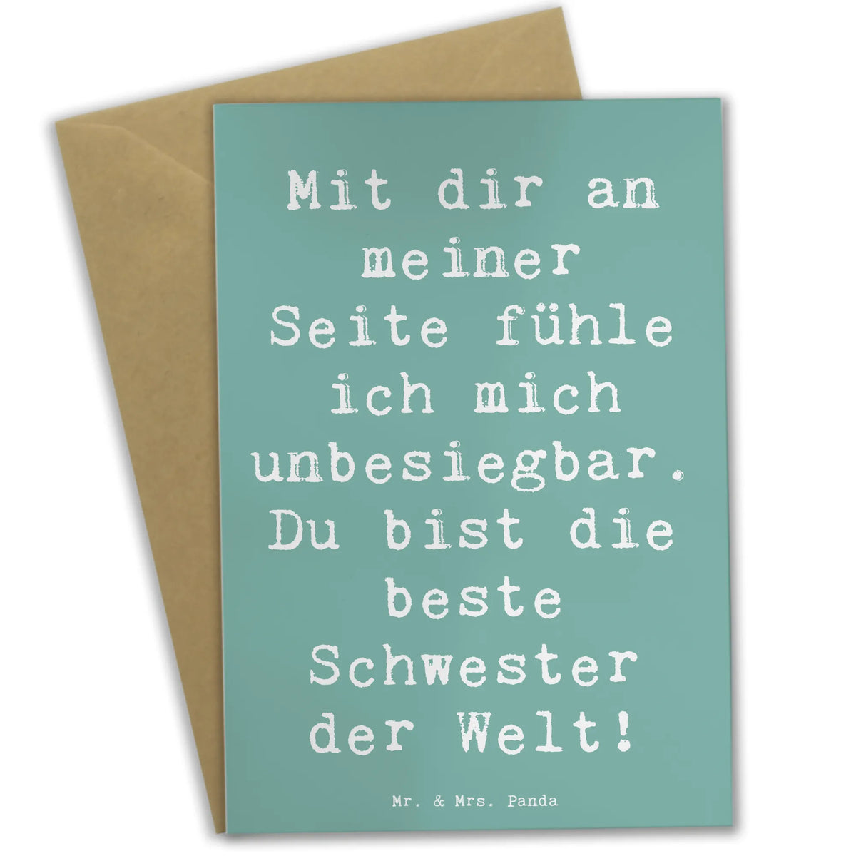 Kartka okolicznościowa Powiedzenie Mit dir an meiner Seite fühle ich mich unbesiegbar. Du bist die beste Schwester der Welt! osterkarten, Grußkarte, genesungskarte, Grußkarten, einladungskarten, firmungskarte, valentinstagskarte, Klappkarte, dankeskarten, glückwunschkarten, Motivkarte, kommunionskarte, spruchkarte, babykarte, Beileidskarte, Glückwunschkarte, vatertagskarte, neujahrskarte, hochzeitskarten, abiturkarte, weihnachtskarten, jubiläumskarte, osterkarte, freude, geschenkideen, sprüche, Lächeln, lebensweisheiten, motivation, alltag verschönern, inspiration, mr and mrs panda, nachhaltige geschenke, spruch kollektion, shopify, Kreativ, schöne sprüche, sprüche sammlung, zitate, glück, wohnaccessoires, Dekoration, liebe, wanddeko, Einzigartig