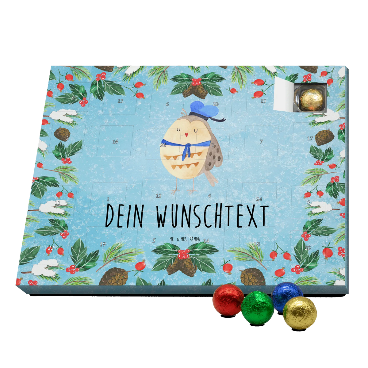 Personalisierter Schoko Adventskalender Eule Matrose