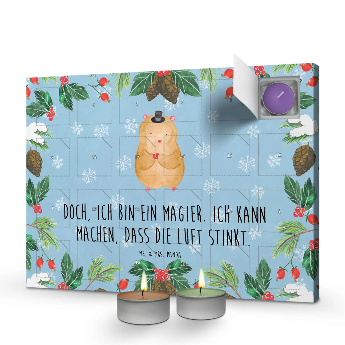 Scented candle advent calendar hamster cap