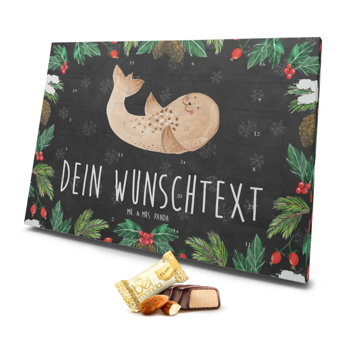Personalisierter Marzipan Adventskalender Robbe Liegen Personalisierter Marzipan Adventskalender, Tiermotive, Gute Laune, lustige Sprüche, Tiere, Meerestier, Freude, Nordsee, Robben, Strand, Robbe, Seehund, Lachen, Ostsee