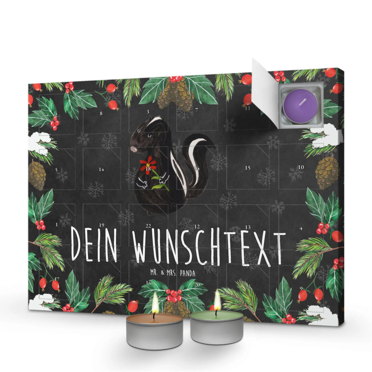 Personalisierter Duftkerzen Adventskalender Stinktier Blume|p:1818430|h:2b6566a6ec209d98b6bc2bfac703d473