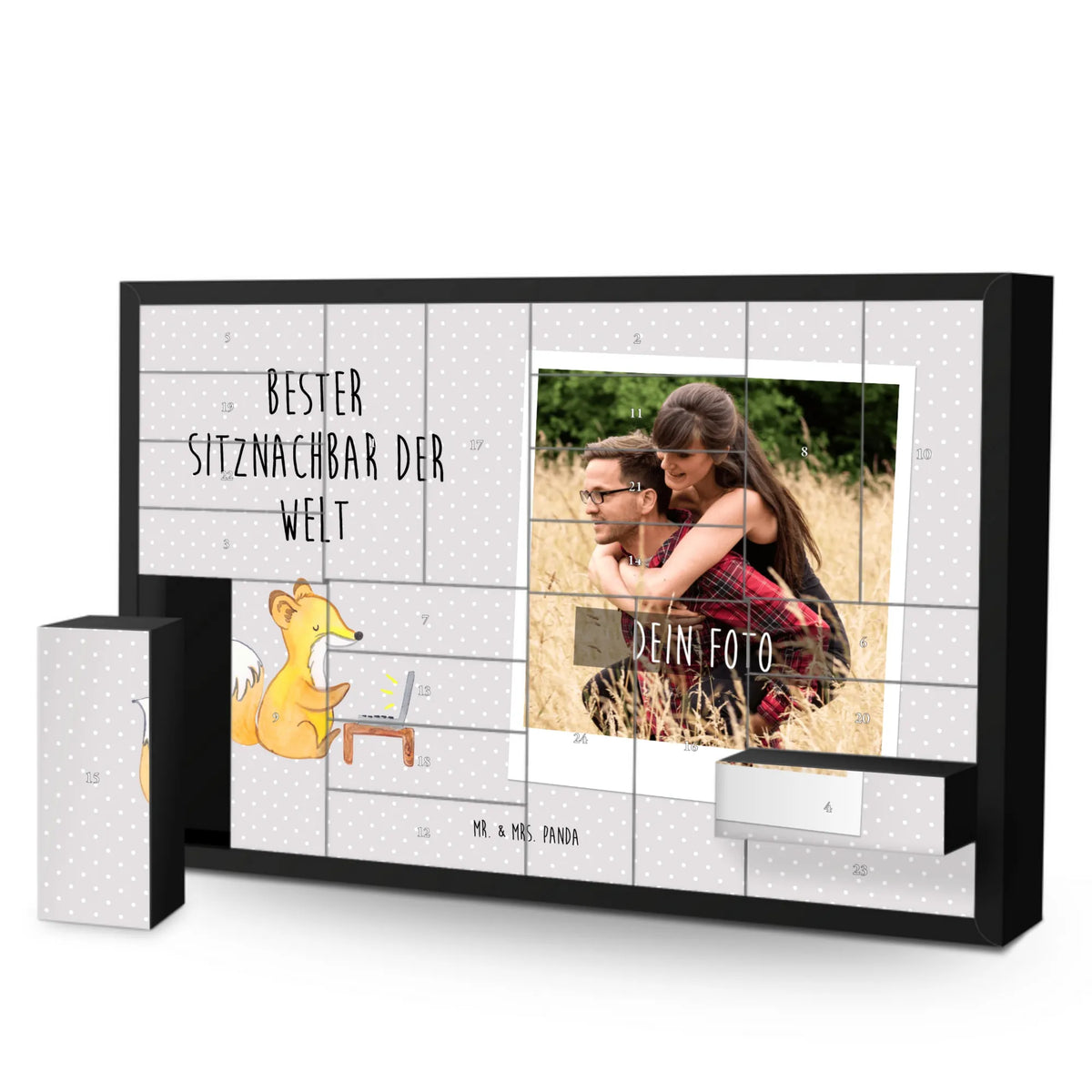 Personalisierter Befüllbarer Foto Adventskalender Fuchs Bester Sitznachbar der Welt Adventskalender mit Foto, Personalisierter Adventskalender, Personalisierter Befüllbarer Foto Adventskalender, Adventskalender Eigenes Foto, Adventskalender mit Eigenem Bild, Foto Adventskalender, Weihnachtskalender mit Foto, Geschenkidee, Geschenk, Schenken, Mitbringsel, Geburtstag, Geburtstagsgeschenk, für, Danke, Dankeschön, Bedanken, Freude machen, Geschenktipp, Sitznachbar, Universität, Hochschule, Stuhlnachbar, Tischnachbar, Schule, Uni, Kommilitone, Nachbar, Mitstudent, Mitschüler, Seminar