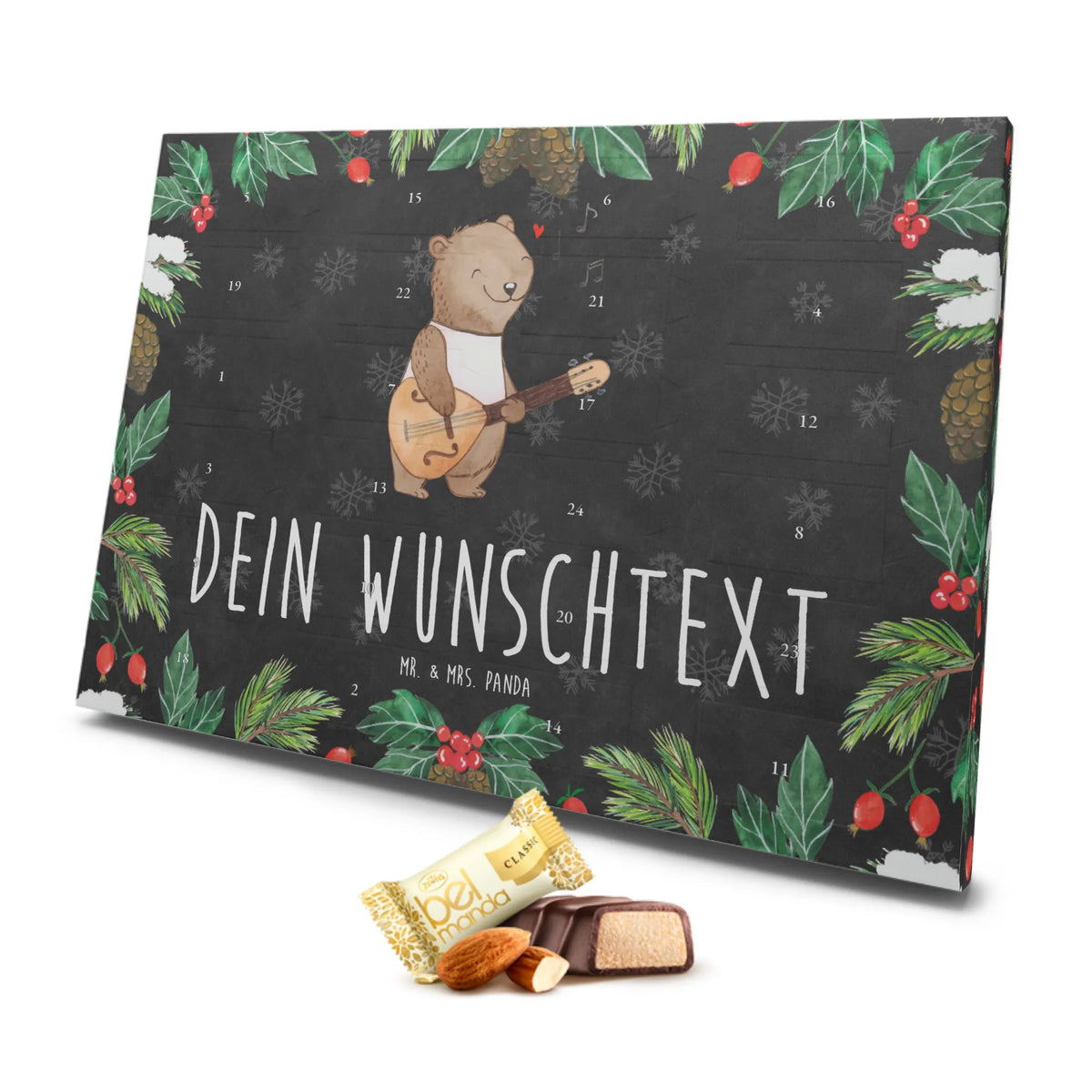 Personalisierter Marzipan Adventskalender Bär Mandoline Personalisierter Marzipan Adventskalender, Instrumente, Geschenke Musiker, Musikliebhaber, Barock, Bär, Klassik, Mandoline, Saiteninstrument, Zupfinstrument