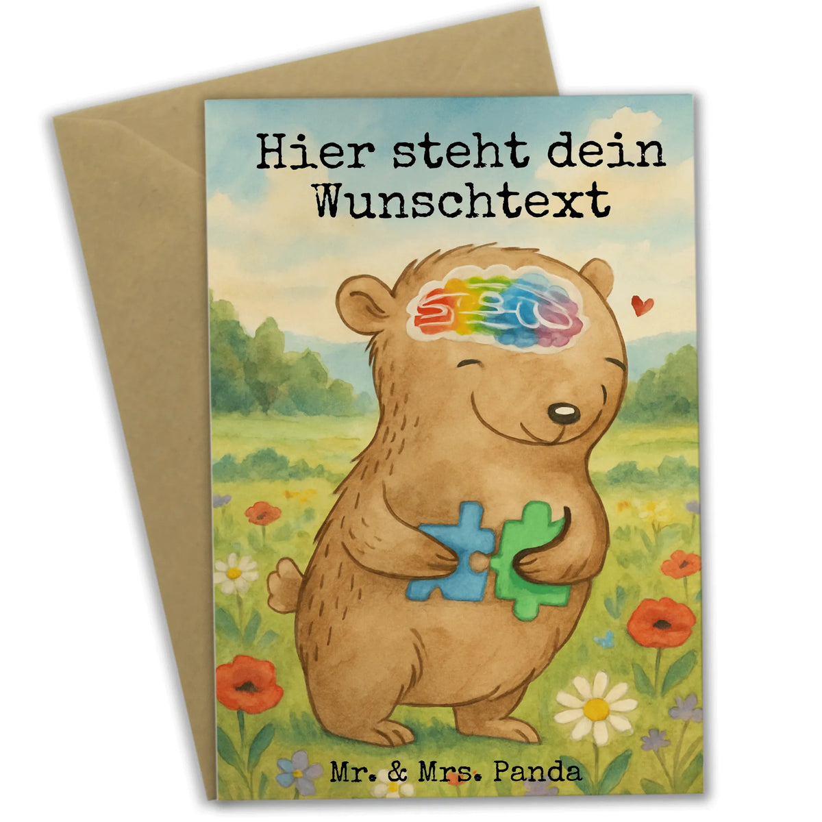 Personalisierte Grußkarte Bär Autismus Design Grußkarte personalisierbar, Personalisierte Karte, Grußkarten Personalisiert, Personalisierte Klappkarte, Personalisierte Grußkarte, grußkarte personalisiert, individuelle grußkarte, Asperger Autismus, Autismus, Autismus-Spektrum-Störungen, Bär, Entwicklungsstörungen, ASS