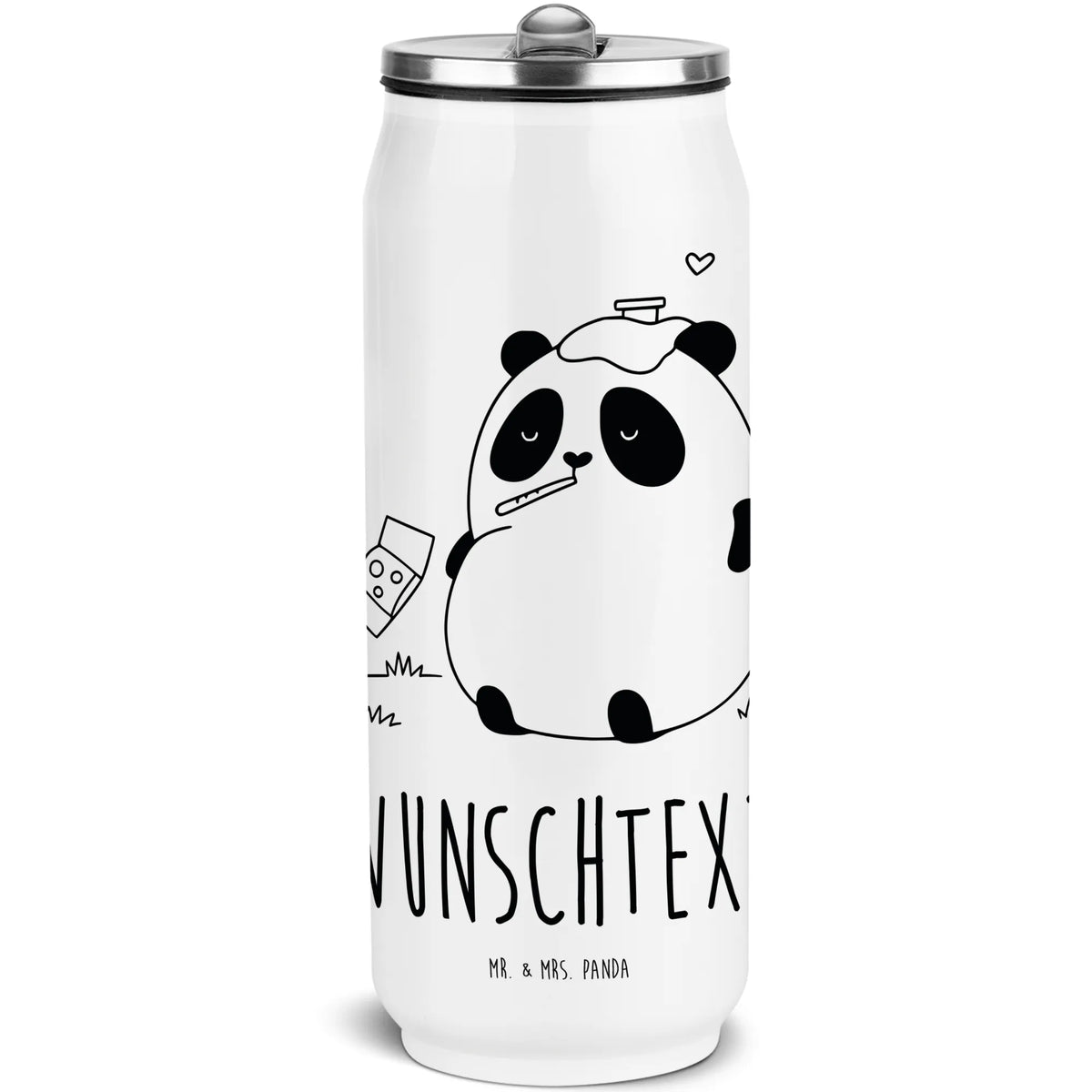 Personalisierte Getränkedosen Trinkflasche Panda Gute Besserung