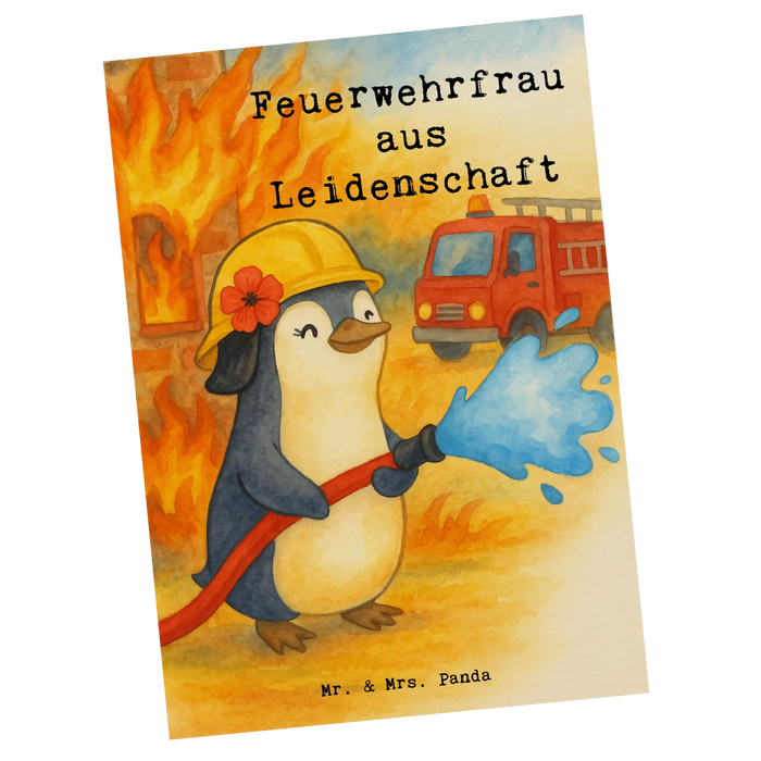 Postkarte Feuerwehrfrau Leidenschaft Design