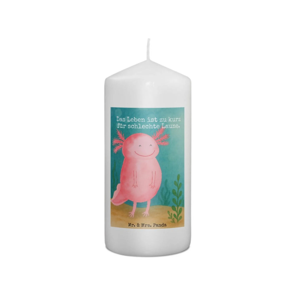 Kerze Axolotl Glücklich Design Stumpenkerze, Kerze, Blockkerze, Erinnerungslicht, Bedruckte Kerze, Wachskerze, Zylinderkerze, Erinnerungskerze, Axolotl, Molch, Axolot, Schwanzlurch, Lurche, Motivation, Lurch, Gute Laune